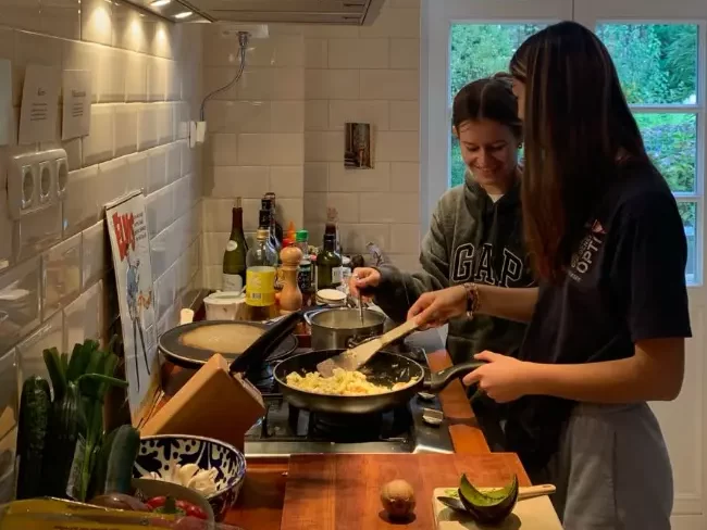 Cooking at home with stainless steel cookware