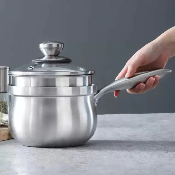 Poêle à lait en acier à triple couche avec cuiseur à vapeur sur mesure