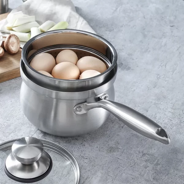 Poêle à lait en acier à triple couche avec cuiseur à vapeur sur mesure