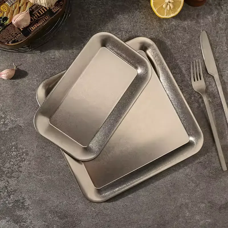 Plato llano de metal bueno 1 - Plato llano de acero inoxidable