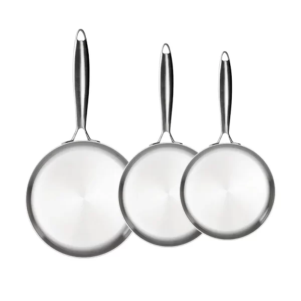 Poêle à frire en acier inoxydable 304 Tri-Ply à un seul manche