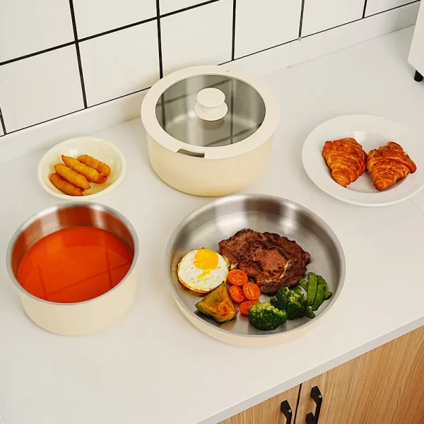 Batería de cocina de acero inoxidable con asas extraíbles (5)
