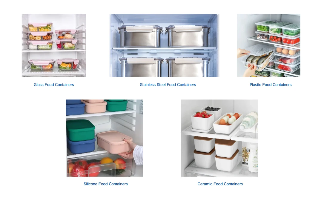 Refrigerator food containers of different materials