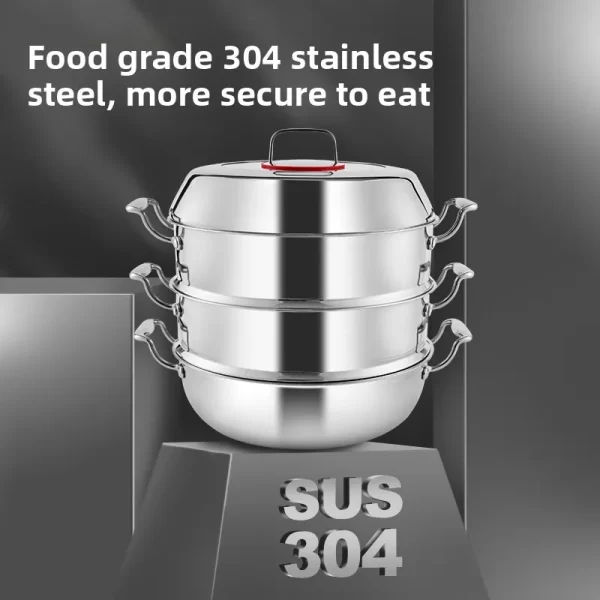 304 triple stainless steel steamer pot