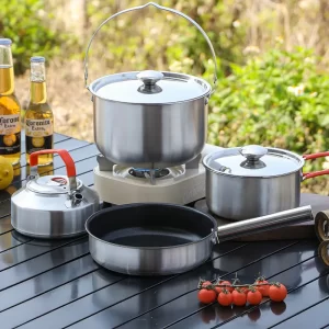 Conjunto de panelas de exterior em aço inoxidável 304