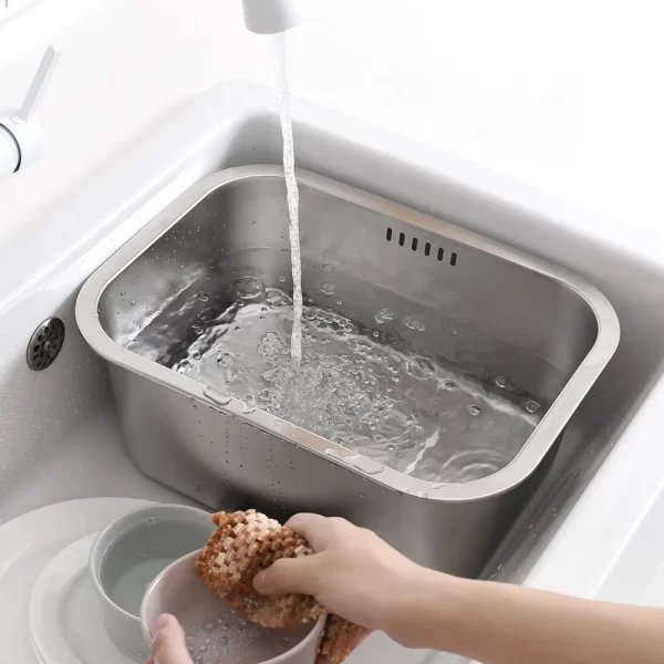 stainless steel dish drainer & vegetable washer basket (2)
