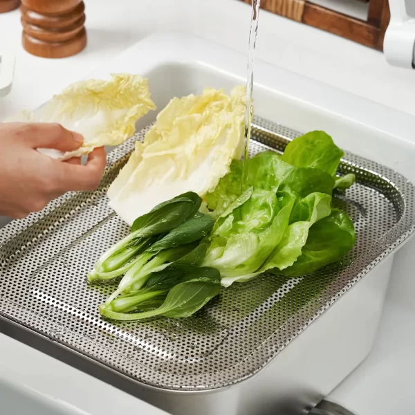 stainless steel dish drainer & vegetable washer basket (3)