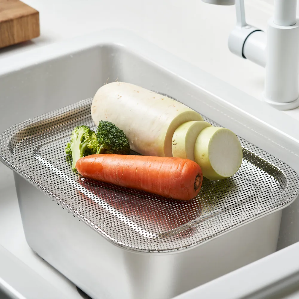 stainless steel dish drainer & vegetable washer basket (4)