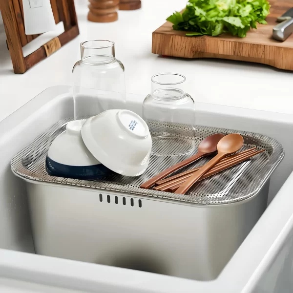 stainless steel dish drainer & vegetable washer basket (6)