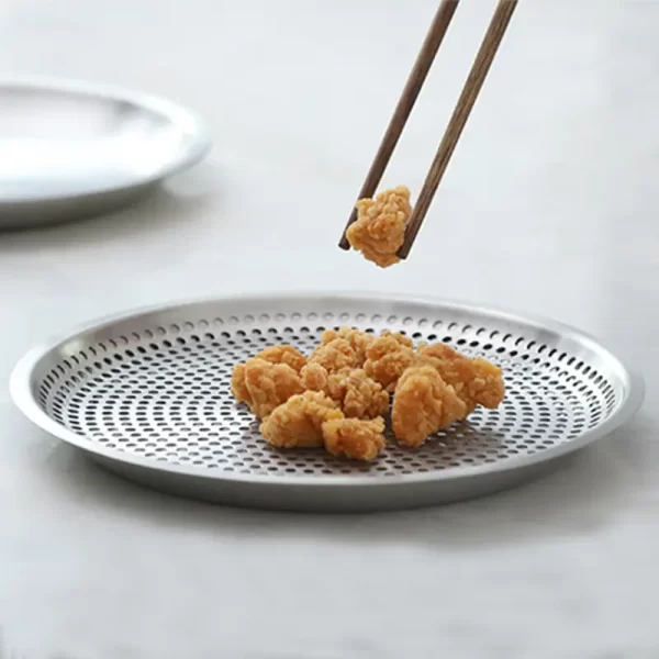 stainless steel bowl with oil draining rack (3)