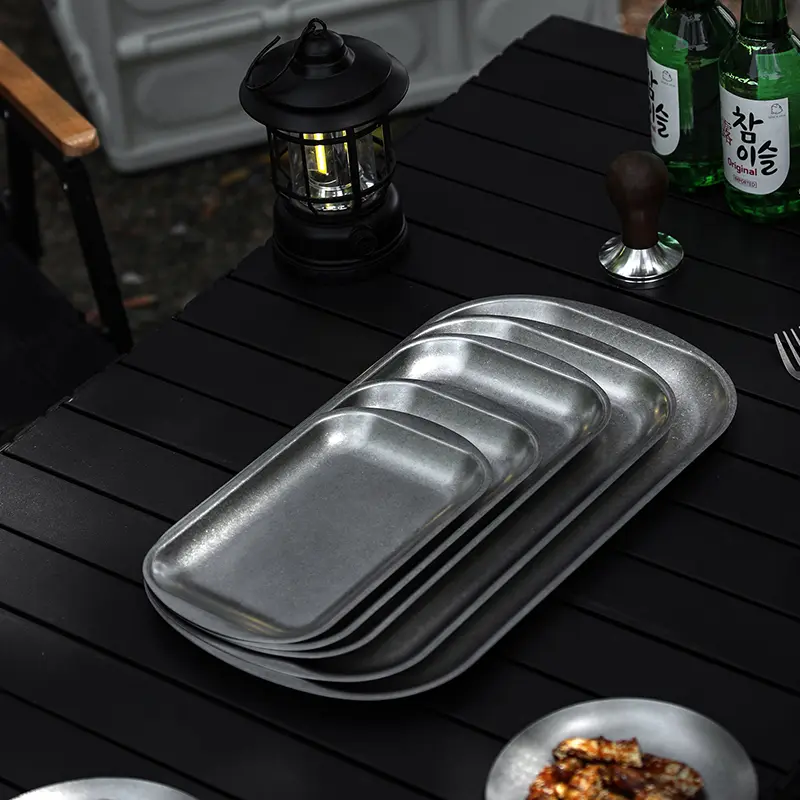 wholesale high-quality retro-style stainless steel serving plate (1)