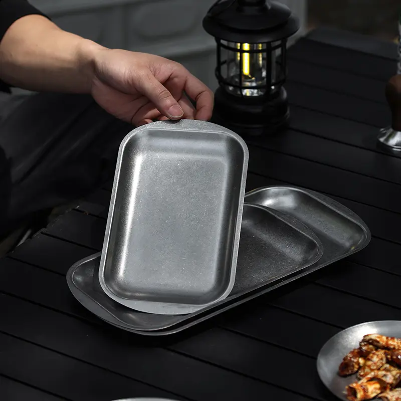 wholesale high-quality retro-style stainless steel serving plate (2)