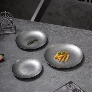 Großhandel retro industriellen Stil Edelstahl Dessertteller (1)