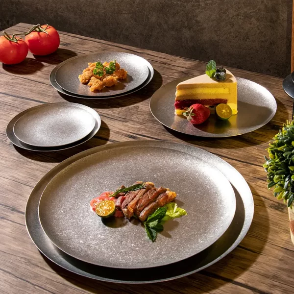 أطباق تقديم معدنية معدنية منقوشة بالجملة (4)