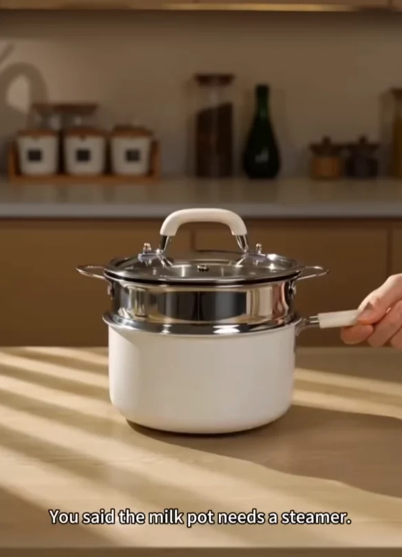 stainless steel saucepan with steamer