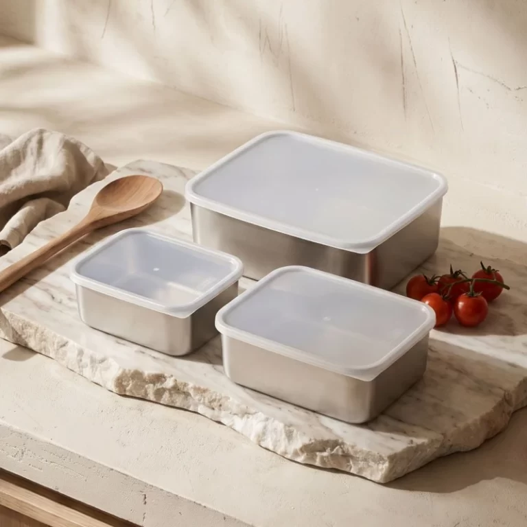 批发带盖的不锈钢三件套食品容器 (1)