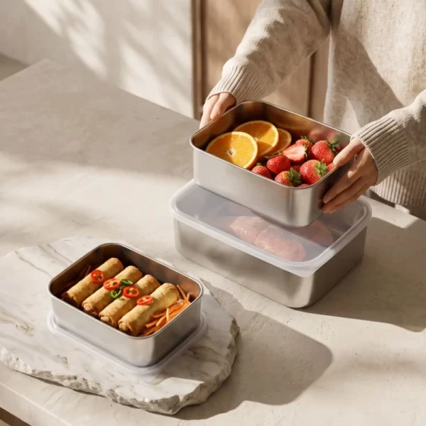 wholesale 3 piece stainless steel food containers with lids (2)
