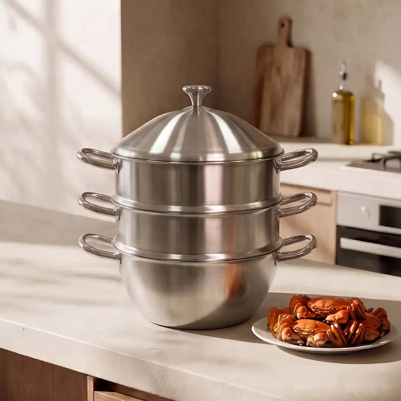 wholesale large stainless steel 3-tier steamer pots (1)