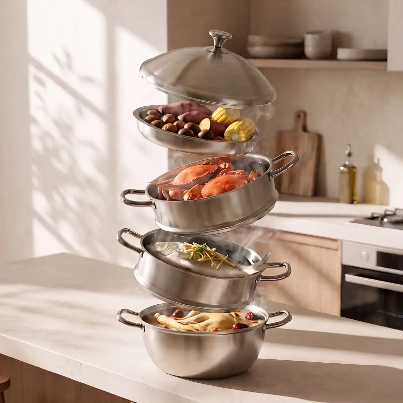 wholesale large stainless steel 3-tier steamer pots (3)