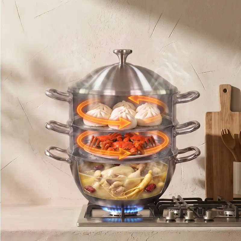 wholesale large stainless steel 3-tier steamer pots (4)