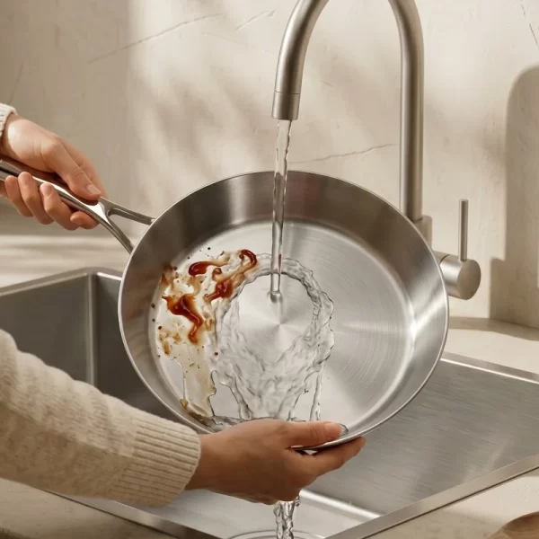 Edelstahl-Bratpfanne mit dreilagigem Boden (4) – Großhandel