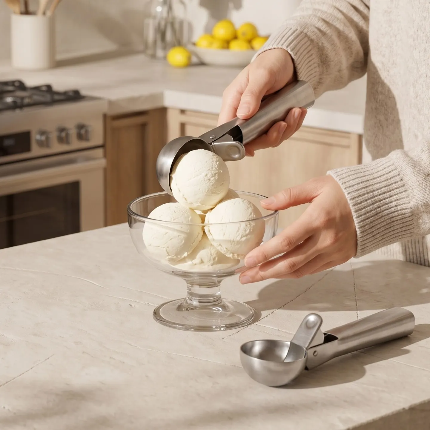 stainless steel ice cream scoop with trigger (5)